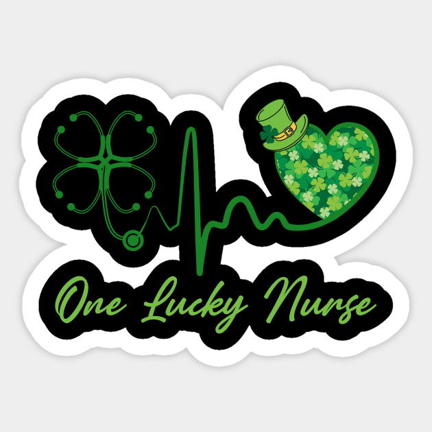One Lucky Nurse Scrub RN ICU ER St Patricks Day Nurses Sticker by HEAHLEEHAH
